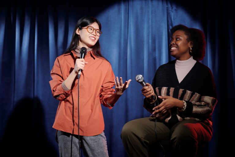 Stage performance of two comedians